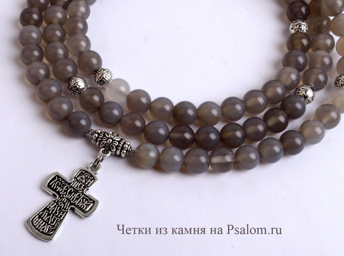 Купить православные четки из серого агата