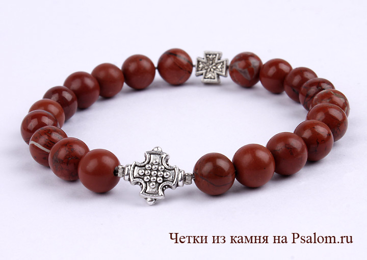 Купить православные четки на 20 зерен из красной яшмы