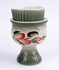 Лампада настольная двусоставная керамическая со стаканом. Форма кубок. Рисунок цветы.