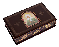 Шкатулка большая для хранения святынь с иконой Блаженной Матроны Московской. 21,0 x 13,5 x 5,5 см