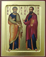 Икона Первоверховных Апостолов Петра и Павла. Печать на дереве с ковчежцем.