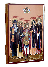 Икона "Собор святых Александров". Многоцветная, печать светостойкими красками. Доска со шпонками. (12,5 см*18 см* 2,0 см).