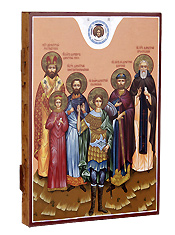 Икона "Собор святых Димитриев". Многоцветная, печать светостойкими красками. Доска со шпонками. (12,5 см*18 см* 2,0 см).