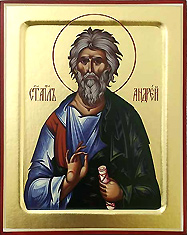 Икона Апостол Андрей Первозванный. Печать на дереве с ковчежцем.