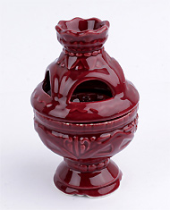 Аромо-лампа керамическая (работает от лампадного масла с фитилём и свечной таблетки). Цвет бордовый.