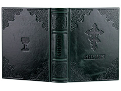 Купить Библию в кожаном переплете, зеленую, синоидальный перевод. Фото 1
