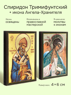 Икона Спиридона Тримифунтского 4,5x6 см + икона Ангела-Хранителя