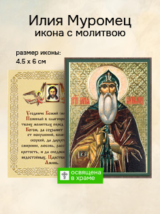 Икона святого Илии Муромца освященная