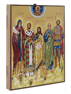 Икона "Собор святых Иоаннов". Многоцветная, печать светостойкими красками. Доска со шпонками. (18 см*23 см* 2,6 см).