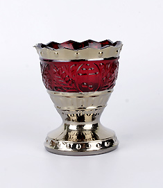 Настольная лампада "Лилия", стекло, красная с золотом.