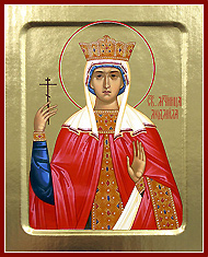 Икона святой мученицы Людмилы, княгини чешской. Печать на дереве с ковчежцем.
