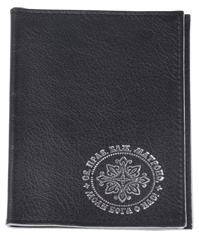 Обложка на паспорт из натуральной кожи с молитвой Матроне Московской и 90 Псалмом. Цвет черный.