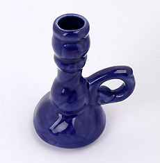 Керамический подсвечник "Вьюн". Для свечей большого и среднего диаметров № 80 и до № 10. Цвет синий.
