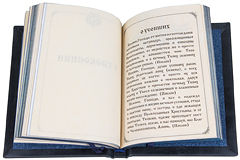 Купить Помянник в кожаном переплёте ручной работы. Блинтовое тиснение, дорожный размер. Цвет синий с серым отливом. Фото 10