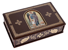 Шкатулка большая для хранения святынь с иконой Архангела Рафаила и Товии. (Редкая иконография). 21,0 x 13,5 x 5,5 см