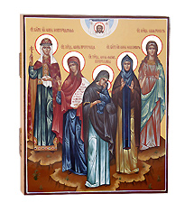 Икона писанная "Собор святых Анн". Размеры (21,0 см * 25,0 см * 4,0 см)