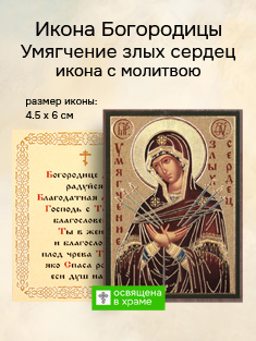 Икона Пресвятой Богородицы Умягчение злых сердец освященная
